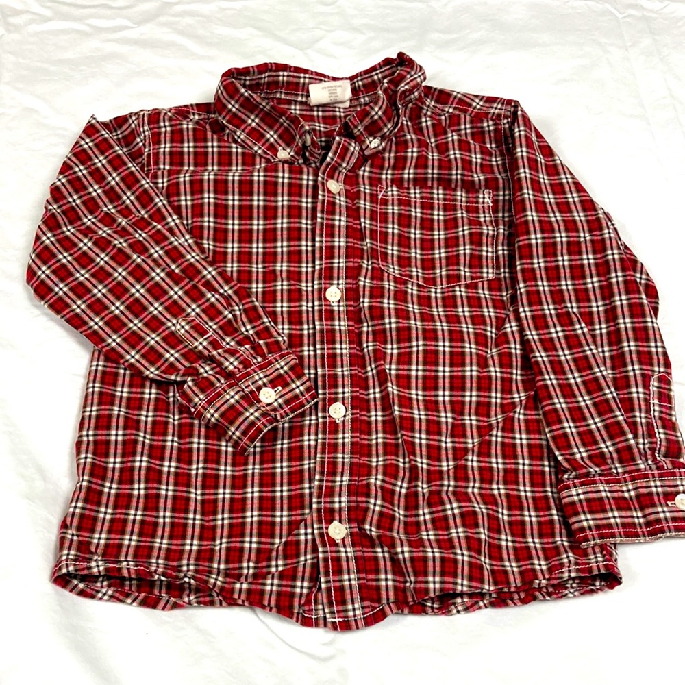 Crazy 8 boys long sleeve button down red plaid shirt size 5